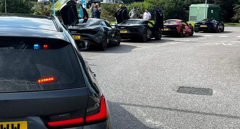 Police accuse group of five McLaren supercar drivers of treating the road 'like a racetrack' as they stop the group who were 'going 100mph'