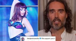 Pussycat Doll singer backs Russell Brand as besieged comic says he has faced an 'extraordinary and distressing week' in new conspiracy-filled video but fails to address rape and sexual assault allegations