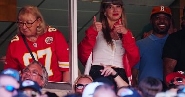 Big reaction: Taylor Swift was seen for the first time with her rumored beau, Travis Kelce, after cheering him on at the Kansas City Chiefs game on Sunday - and fans were sent into a frenzy as they reacted to the sighting