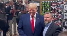 Trump Poses with Commemorative Glock Ahead of Campaign Speech