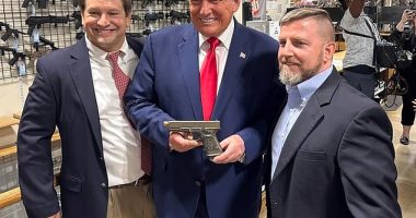 Donald Trump bought a glock gun with his face on it during a trip to South Carolina