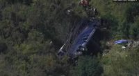 Two adults are confirmed dead and six students critically injured after charter bus full of Farmingdale High School students going to band camp crashes off an embankment on I-84 in Orange County, New York