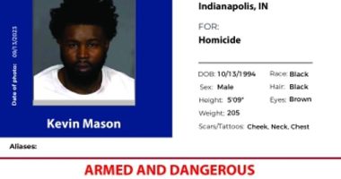 The wanted poster that US Marshals have distributed described Mason as 'armed and dangerous', wanted for homicide, and added that he has 'scars/tattoos' on his cheek, neck and chest