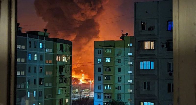 Uzbekistan explosion felt 20 miles away hits international airport: Mushroom cloud fireball hundreds of feet high 'triggered by detonating car batteries' kills one and injures 160