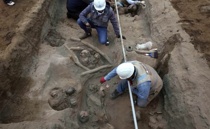 Workers uncover eight mummies and pre-Inca objects while expanding the gas network in Peru
