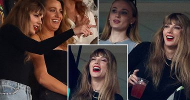 Taylor Swift brings her A-list squad including Blake Lively and new BFF Sophie Turner to cheer on lover Travis Kelce at Kansas City Chiefs game (and swarms of Swifties turn up too)