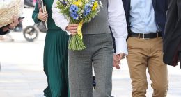 The Princess of Wales looked smart in knitwear as she visited the Vsi Razom Community Hub, in the Lexicon Shopping Centre, Bracknell, this morning