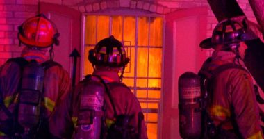 House fire ruptures gas line, causing flames to spread to second home, firefighters say