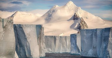 This striking shot by Cornou shows 100ft-high (30m) tabular icebergs in Antarctica that were 'once part of the Larsen Ice Shelf, an iceberg as large as a U.S state that [broke apart] due to climate change'. Recalling navigating through these icebergs by boat, he says: 'Those mesmerising structures were displaying subzero icy corridors, forming a highly photogenic gargantuan maze. The scene was magnificent, but also incredibly scary. I took my camera - I had to show the world the impact that global warming has had'