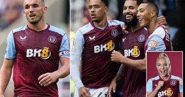 John McGinn jokes Aston Villa's controversial Castore shirts are 'still heavy' after hammering Brighton 6-1... amid 'wet-look' kit concerns ahead of women's game tomorrow