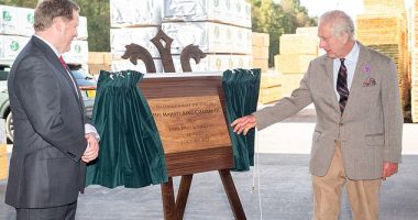 The King joked he 'might not be around' in 24 years to visit a sawmill he first went to in 1999 as he thanked workers for buying thousands of tonnes of timber from the Balmoral estate