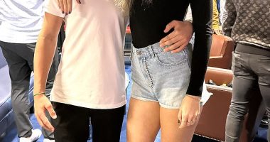 Fashion statement: Taylor Swift,33, stormed the MetLife Stadium on Sunday while wearing bedazzled Daisy Dukes and sleek boots as she cheered on her new lover and Kansas City Chiefs tight end, Travis Kelce. She is seen her posing for a snap with Jack Johnson, who is the son of Jets Owner Woody Johnson