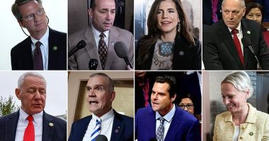 Eight House Republicans along with all Democrats on Tuesday decided in a 216-210 vote to vacate the House Speakership and boost Rep. Kevin McCarthy (R-Calif.) from his leadership post