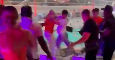 'Lights out and away we go!' Shocking moment boozed up British Formula 1 goers cause chaos at Abu Dhabi Grand Prix in mass brawl that saw spectators bottled with prosecco