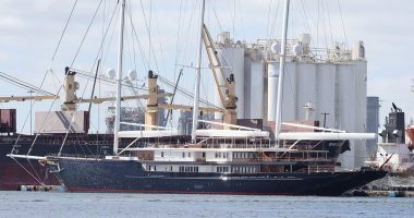 EXCLUSIVE: Jeff Bezos' 417-foot superyacht Koru arrives in US and is moored alongside cruise ship at Ft. Lauderdale seaport instead of other yachts because of its massive size