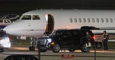 Taylor Swift's private jet is seen parked on the runway at Kansas City airport on Wednesday evening