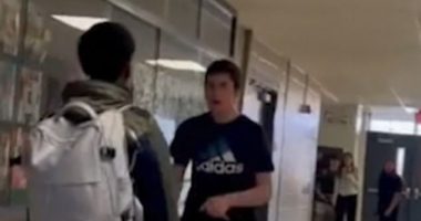 At the beginning of the fight, the white student can be seen marching towards the female student and using the N-word repeatedly