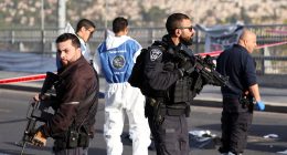 Jerusalem shooting horror: Terrifying moment three people including woman, 24, and man in his 70s are killed and eight others wounded when two Hamas brothers open fire on a bus stop before being 'neutralised'