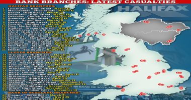 Lloyds axes another 45 bank branches, bringing total number shut this year to 623 in new blow to Britain's beleaguered high street... so are any near YOU?