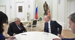 Putin pictured with Kissinger in Moscow in June 2017, the pair had maintained a friendship since the 1990s