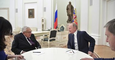 Putin pictured with Kissinger in Moscow in June 2017, the pair had maintained a friendship since the 1990s