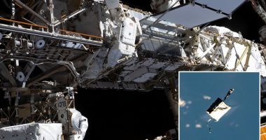 Shock moment Nasa astronauts DROP £80,000 toolkit in space - and bag can now be seen from Earth orbiting at 17,500mph