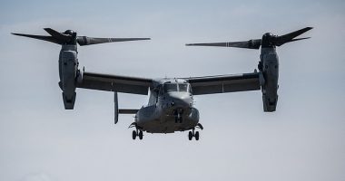 The crash happened at around 2:47 p.m. local time, with local residents reporting the aircraft had fire blowing from its left engine as it fell into the sea, Japanese broadcaster MBC reported (file photo: a US Marine Corps MV-22 Osprey tilt-rotor aircraft)