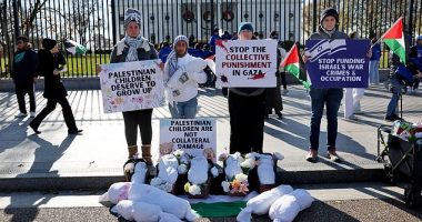 Protesters are seen outside the White House on November 29, calling for an end to the war