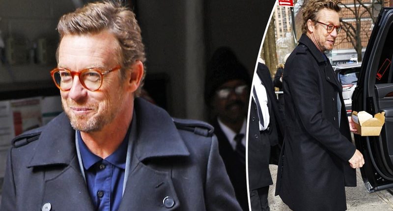 Simon Baker looks stylish as he leaves Kelly and Mark show in New York