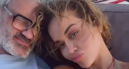 Rita Ora is showered with kisses by husband Taika Waititi