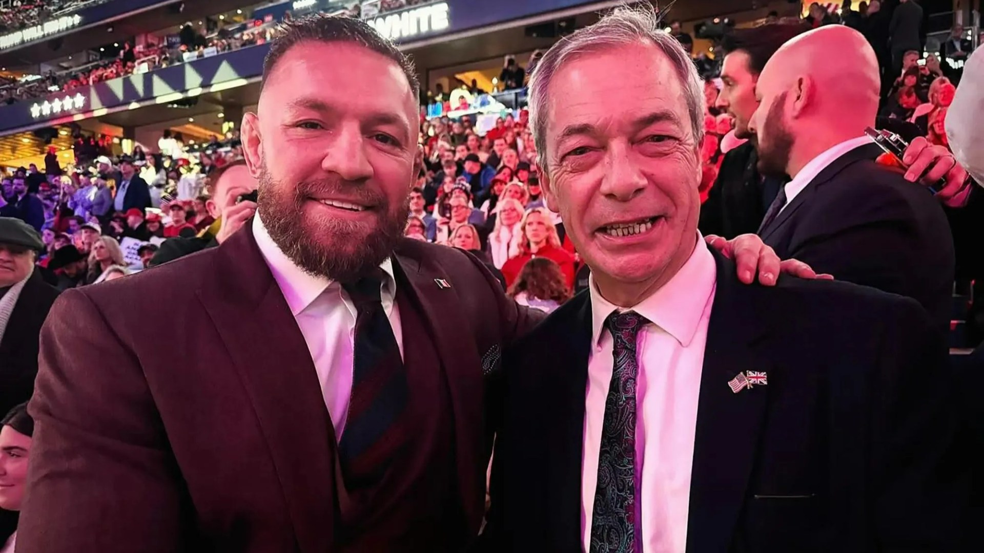 BRITAIN’S Reform Leader Nigel Farage and Conor McGregor at Trump Victory Rally