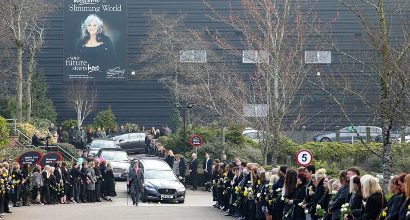 Mourners gather for funeral of Slimming World founder Margaret Miles-Bramwell as followers of the weight loss regime pay tribute