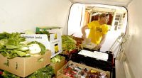 Ozharvest van on the rounds with Bruce Graffham who is one of the delivery drivers