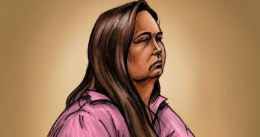 A courtroom sketch of Erin Patterson.
