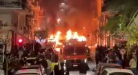 Shock vids shows Athens turned into WARZONE as petrol-bomb armed mob attack police with 21 cars torched & 72 arrested