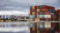 Shipping containers in the container yard at the Port of Baltimore in Maryland, pictured on April 12, 2025.