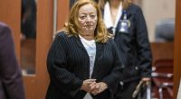 Yolanda Tinajero, whose brother Arturo Benavides was killed in the 2019 El Paso Walmart shooting, attends a hearing for Patrick Crusius, during which she hugged him.