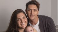 Baby who was born TWICE! Surgeons' incredible five-hour op to lift mother's womb - still containing unborn Rafferty - out of her body at 20 weeks to treat ovarian cancer