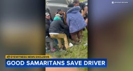 Chicago crash: Video shows good Samaritans rescue truck driver after rollover crash on I-57 | ABC7 EXCLUSIVE