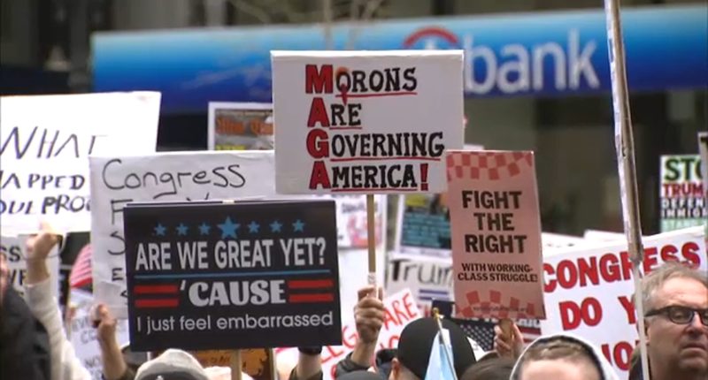 Chicago protest: Protesters in Daley Plaza, downtown oppose Trump's policies on immigration, federal funding, reproductive rights