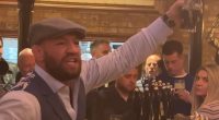 Conor McGregor's bid to become Ireland's president is boosted by Tucker Carlson as the men discuss country's immigration problems at the MMA fighter's packed pub, surrounded by supporters