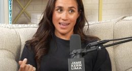 Meghan Markle appeared to make a dig at the Royal Family as she appeared in her first ever podcast interview on Monday