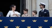 Princess Sofia of Sweden and Prince Carl Philip 's newborn daughter Princess Ines Marie Lilian Silvia has made her first public appearance on her grandfather King Carl XVI Gustaf's birthday