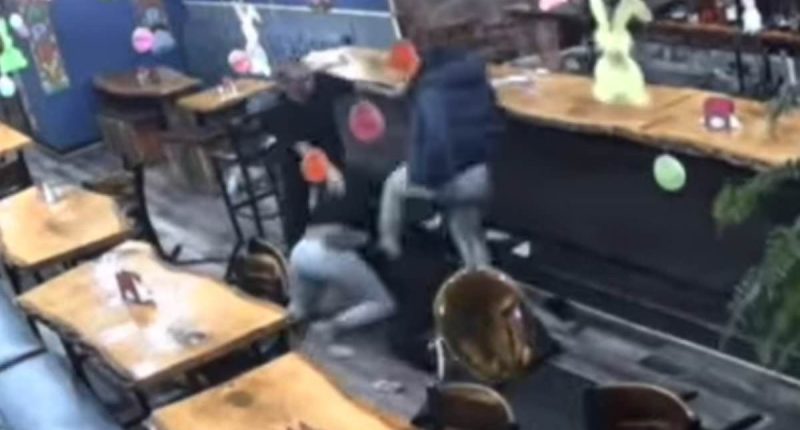 Wild moment two women viciously pummel waitress simply trying to do her job