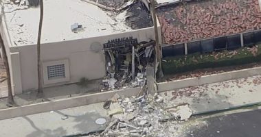Debris covers the ground after an explosion in Palm Springs.