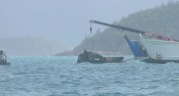 The wreckage of what is believed to an MRH-90 Taipan in Whitsunday waters. Search and rescue crews have found debris in the search for four Australian defence helicopter crew who are feared dead after their aircraft went down off Hamilton Island in Queensland late last night.