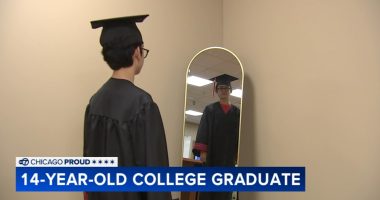 14-year-old boy Benjamin Bamburac graduates from Lewis University in Romeoville