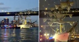 23Â injured after Mexican navy tall ship slams into Brooklyn Bridge in horrifying scene