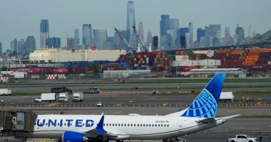 United Airlines plane at Newark Liberty International Airport.