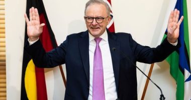 Prime Minister Anthony Albanese addresses a Labor caucus meeting at Parliament House in Canberra on Friday 9 May 2025.